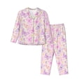 thumbnail image 1 of Yiaed colorful Butterflies Print Pajamas Women's Long Sleeve Sleepwear Soft Button Down Loungewear Pjs Lounge Set Nightwear Womens Pajama Pants-Medium, 1 of 7