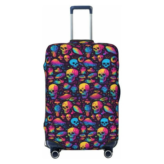 Yiaed colorful Skull Retro Print Travel Luggage Cover Suitcase Protector Fits 18-32 Inch Luggage Wheel Covers Patterned Elastic Luggage Anti-scratch（No luggage）-Large
