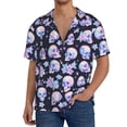thumbnail image 1 of Yiaed crystal flower Skull Print Mens Casual Wrinkle Free Shirts Short Sleeve Button Down Summer Stretch Dress Shirt-Small, 1 of 5
