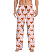 Yiaed cute fox pink Print Men's Lounge Pants, Loose PJ Bottoms, Long Pajama Pants for Men-Small