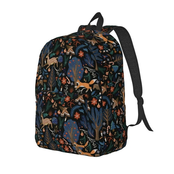 Yiaed fall fox deer bird Print Laptop Backpack Travel Canvas Backpack Vintage Aesthetic Backpack for School Knapsack Plain Backpack Backpack for School-Medium