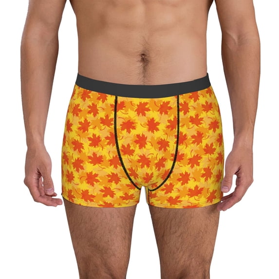 Yiaed fall retro maple leaf Print Men's Soft Cotton Boxer Shorts Breathable Boxers Underwear Moisture-Wicking Underwear Stretch Boxer Briefs for Man-XX-Large