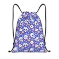 thumbnail image 1 of Yiaed flower Skull cartoon Print Drawstring Bags Drawstring Backpack Bulk String Back Pack Gym Sport Bag-Small, 1 of 5