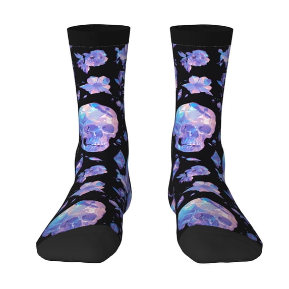 Yiaed flower Skull crystal Print Great elasticity Crew Socks Sports socks for Men and Women