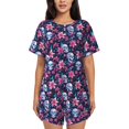 thumbnail image 1 of Yiaed funny Skull daisy flower Print Short Sleeve Pajama Sets for Women Casual Crew Neck 2 Piece Lounge Sets Women's Short-Sleeved Pajama-4X-Large, 1 of 1
