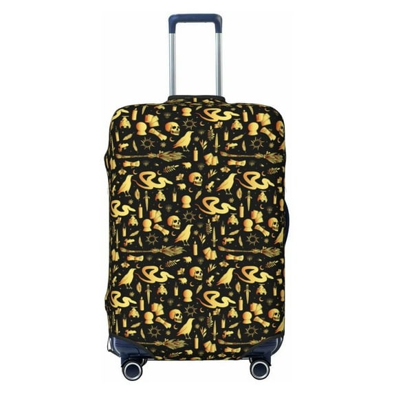 Yiaed glod Skull snake bird Print Travel Luggage Cover Suitcase Protector Fits 18-32 Inch Luggage Wheel Covers Patterned Elastic Luggage Anti-scratch(No luggage)-X-Large