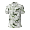 thumbnail image 1 of Yiaed green plaid Moose treePrint Men's Short Sleeve Polo Shirt,Golf Polo for Men Three-Button Golf Shirt Athletic Casual Collared T-Shirt- XX-Large, 1 of 7