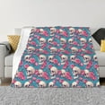 thumbnail image 1 of Yiaed happy Skull rose Print Blanket Throw Blanket Soft Cozy Flannel Blanket for Home Bed Sofa Couch Chair-80"x60", 1 of 6