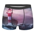 thumbnail image 1 of Yiaed lighthouse Waves Torrential Rain Print Men's Soft Cotton Boxer Shorts Breathable Boxers Underwear Moisture-Wicking Underwear Stretch Boxer Briefs for Man-Medium, 1 of 5