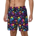 thumbnail image 1 of Yiaed mushroom rainbow color Skull Print Mens Swim Trunks Bathing Suit Compression Liner Beach Swim Shorts Swimwear Quick Dry Zipper Pocket No-Chafing Board Short-Medium, 1 of 6
