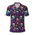 thumbnail image 1 of Yiaed mushroom rainbow color SkullPrint Men's Short Sleeve Polo Shirt,Golf Polo for Men Three-Button Golf Shirt Athletic Casual Collared T-Shirt- Medium, 1 of 7