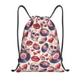 thumbnail image 1 of Yiaed record rock Skull lips Print Drawstring Bags Drawstring Backpack Bulk String Back Pack Gym Sport Bag-Small, 1 of 5