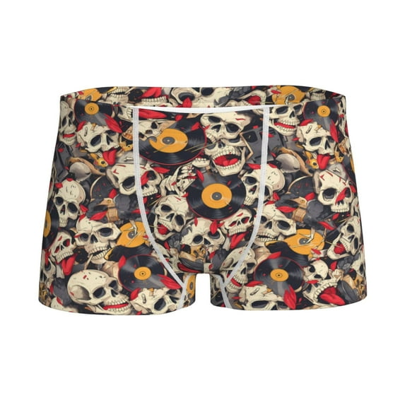 Yiaed rock Skull record artist Print Boys' Boxer Briefs Cotton Casual Stretch Comfort Boys Boxers - Kids Boxer Briefs Underwear for Boys (6-18)-Small