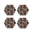 thumbnail image 1 of Yiaed rock record Skull Print Leather Coasters for Drinks - Cup Coasters Coffee Table Kitchen Table Bar, Home & Office Gifts Handmade Drink Coasters-Hexagon, 1 of 6
