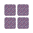 thumbnail image 1 of Yiaed white Skull Flower Print Leather Coasters for Drinks - Cup Coasters Coffee Table Kitchen Table Bar, Home & Office Gifts Handmade Drink Coasters-Square, 1 of 6
