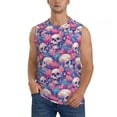 thumbnail image 1 of Yiaed white Skull blue flower Print Men's Singlet Vests Summer Running Muscle Tank Tops Gym Undershirt Round Neck Sleeveless for man, 1 of 5