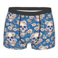 thumbnail image 1 of Yiaed white Skull daisy in water Print Men's Soft Cotton Boxer Shorts Breathable Boxers Underwear Moisture-Wicking Underwear Stretch Boxer Briefs for Man-Medium, 1 of 5