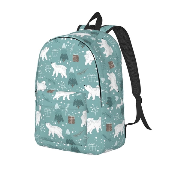 Yiaed whiter Snow bear Print Print Laptop Backpack Travel Canvas Backpack Vintage Aesthetic Backpack for School Knapsack Plain Backpack Backpack for School-Small