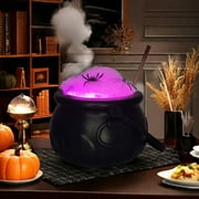 Yiaieng Black Plastic Cauldron with Handle Ball Ornaments Artificial Cotton Lights Automatic Stirring Witches Cauldron Decoration Party Halloween Decoration (A)