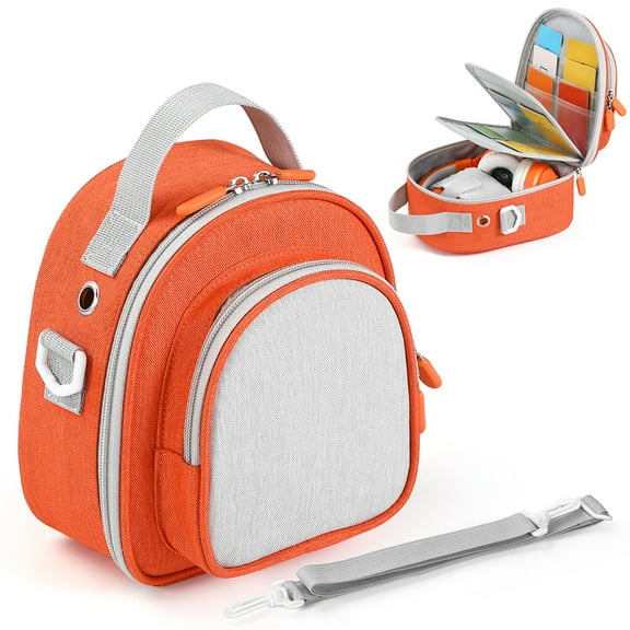 Yiaieng Carrying Case Compatible with Yoto Mini (2024 Edition), Card Holder Hold Up to 30 Cards, Travel Storage Bag for Audio Music Player & Headphone Accessories, Orange (Bag Only)