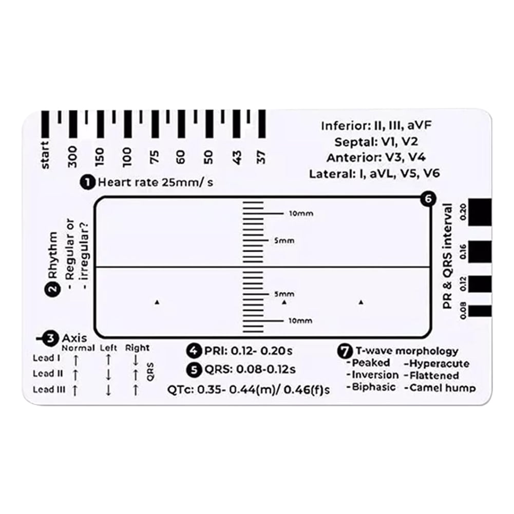 Card Ruler Yiaieng Ecg 7 Step Ruler Transparent Ekg Calipers Measuring Tool ...
