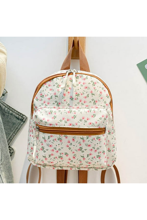 Floral Mini Backpack Small Backpack Purse Travel Backpack for Women (Brown)