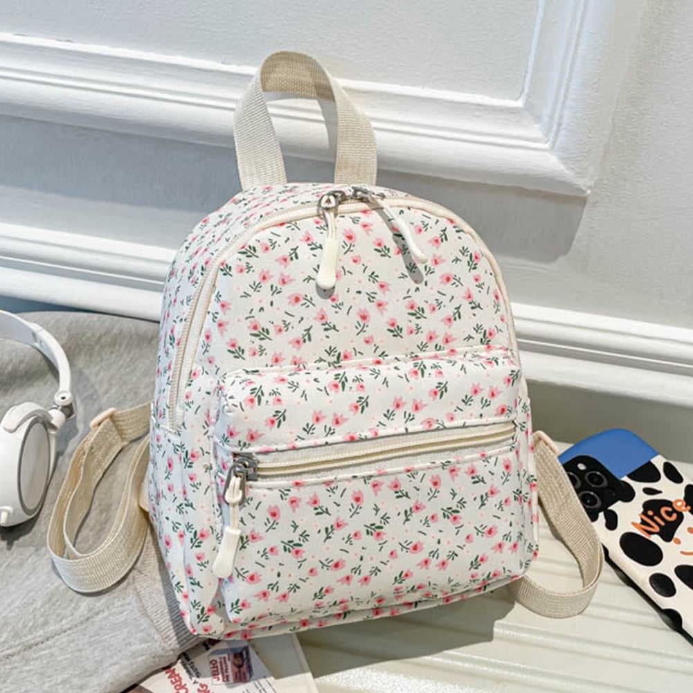 floral print mini backpack Wicked Glinda & Elphaba & Lace a back slip pocket Yucurem Mini Floral Backpack for