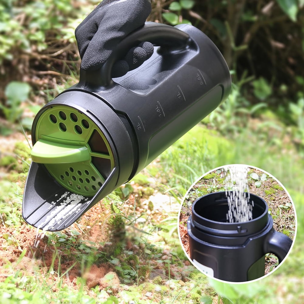 Hand Spreader Shaker 2.5 Liter - Adjustable Nozzle For Grass Seed, Salt, Fertilizer, Ice Melt, Multipurpose Use