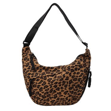 Yiaieng Leopard Print Half Moon Shoulder Bag Large Crossbody Bag for Women (Brown)