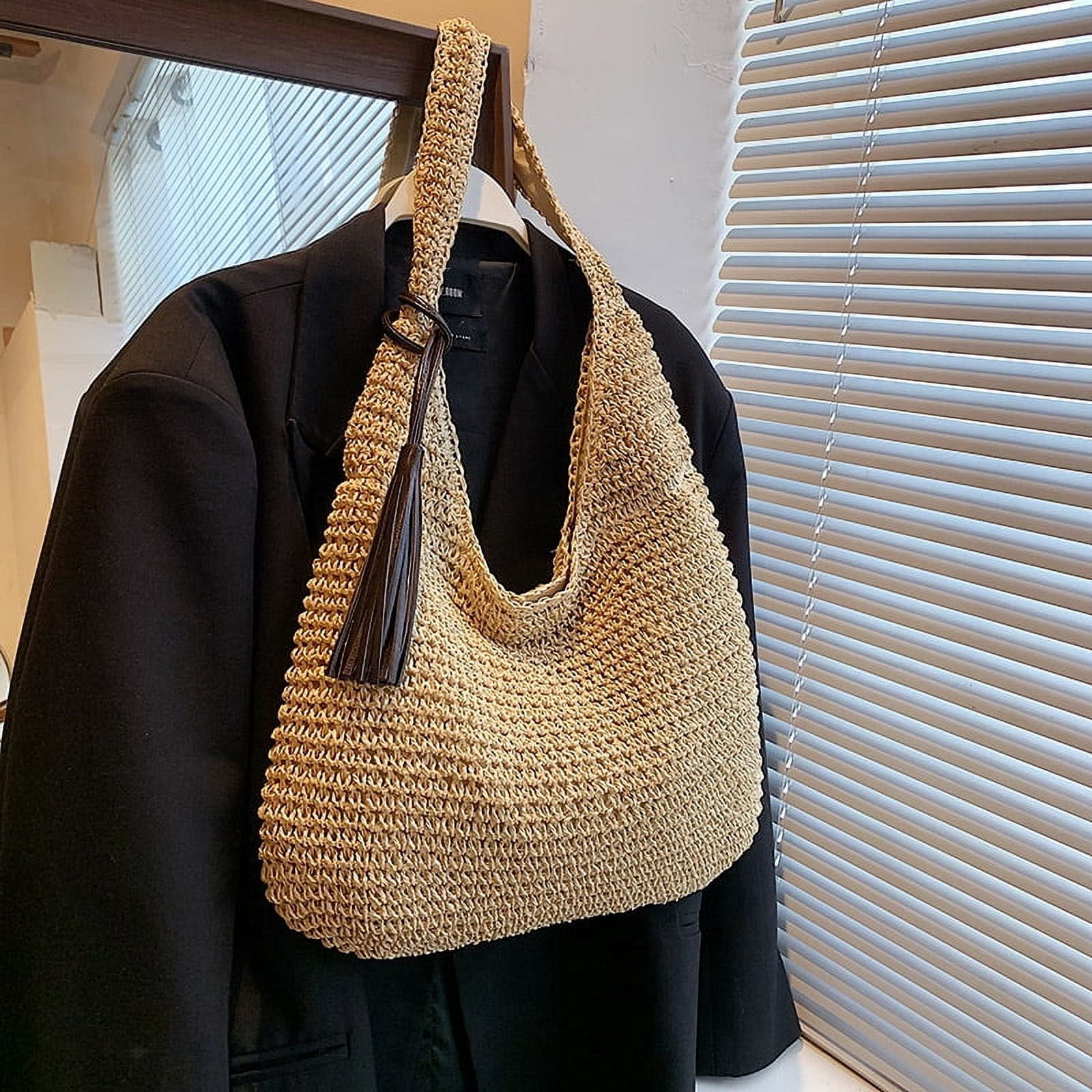 Yiaieng Women Straw Woven Bag Straw Tote Bag Lightweight Summer Beach ...