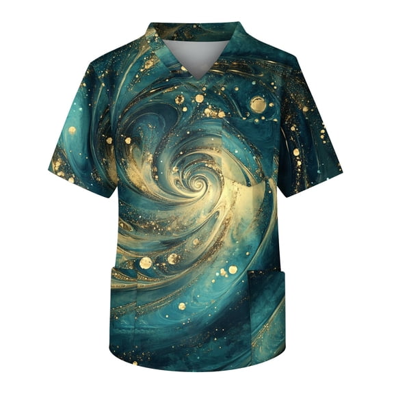 Yiaimeir ‌Casual Short Sleeved V-Neck Top Men's Printed Front Pocket Design‌