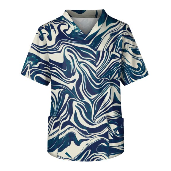 Yiaimeir ‌Casual Short Sleeved V-Neck Top Men's Printed Front Pocket Design‌