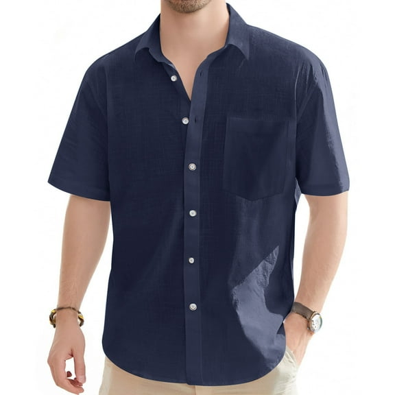 Yiaimeir ‌Cotton-Linen Beach Cardigan Summer Holiday Loose Button T-shirt