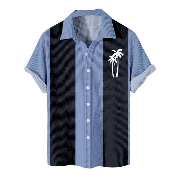 Yiaimeir Hawaiian Printed Button Short Sleeve Shirts Casual Fashion Oversized Short Sleeve Shirts,Size M-8XL