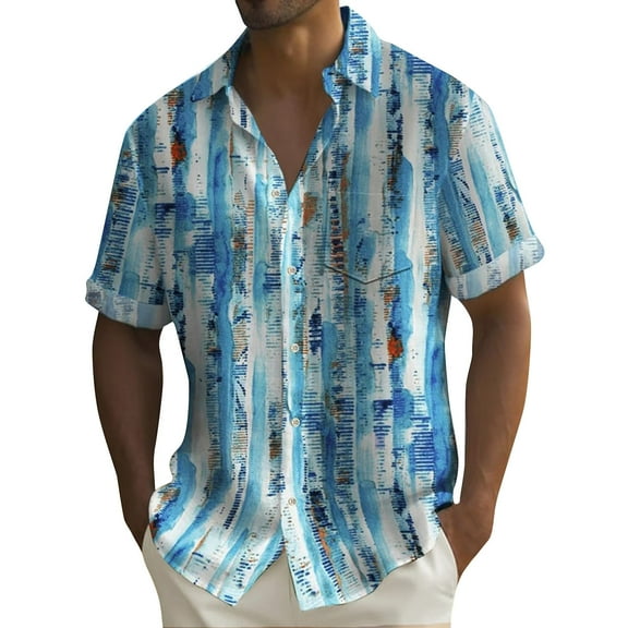 Yiaimeir Hawaiian Shirt For MenVintage Button Down Bowling Shirts Short Sleeve Summer Beach Shirt,Size M-4XL