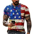 thumbnail image 1 of Yiaimeir ‌Independence Day Print Casual Round Neck T-Shirt Men's Short Sleeved‌, 1 of 4