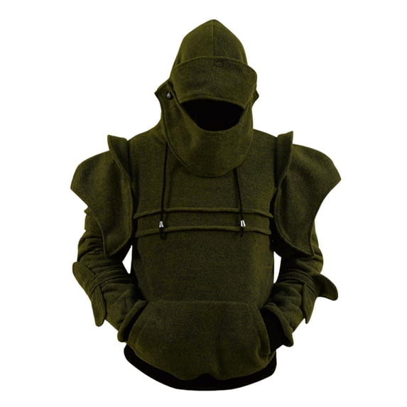 Yiaimeir Medieval Knight Armor Hoodie Pullover Cosplay Costume Hooded Sweatshirt with Shoulder Pads for Adults Men Women Unisex