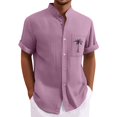 thumbnail image 1 of Yiaimeir Men'S Casual Loose Fitting Short Sleeved Printed Shirt Fashion Standing Collar Top，Size M-3XL, 1 of 5
