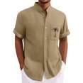 thumbnail image 1 of Yiaimeir Men'S Casual Loose Fitting Short Sleeved Printed Shirt Fashion Standing Collar Top，Size M-3XL, 1 of 5