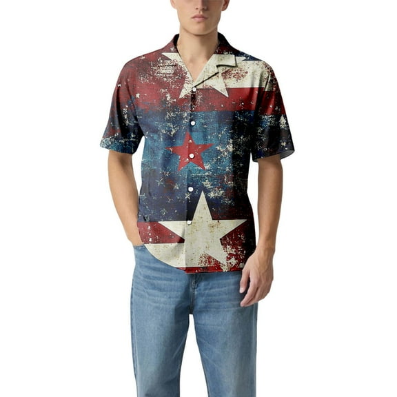 Yiaimeir Men'S Casual Loose Short Sleeved Shirt Fashion Printed Shirt Top,Size M-3XL