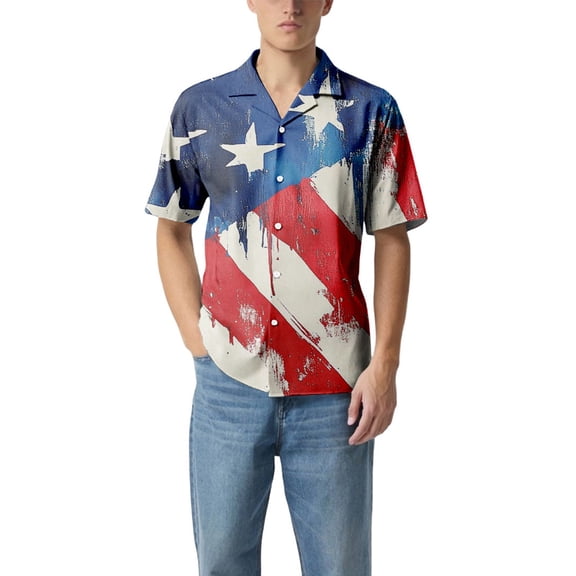 Yiaimeir Men'S Casual Loose Short Sleeved Shirt Fashion Printed Shirt Top，Size M-3XL