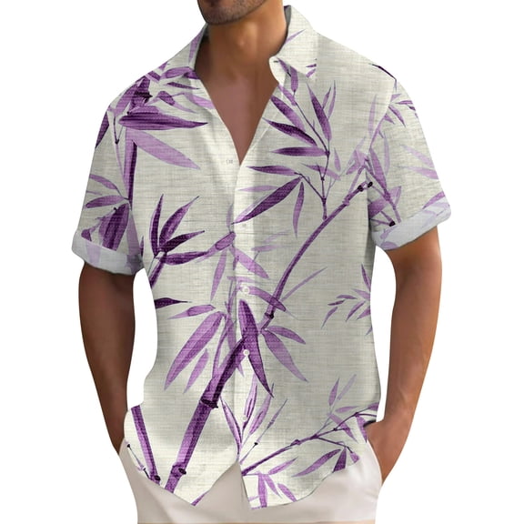 Yiaimeir Men Short Sleeve Tops Summer Casual Hawaiian Beach Shirt,Size M-4XL