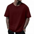 thumbnail image 1 of Yiaimeir Men's 320G Cotton Short Sleeve T-shirt Loose Half Sleeve Solid Color T-shirt, 1 of 4