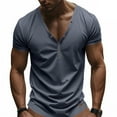 thumbnail image 1 of Yiaimeir Men's American Slim Trend Deep V-neck Button WithT-Shirt Streetwear,Size M-3XL, 1 of 4