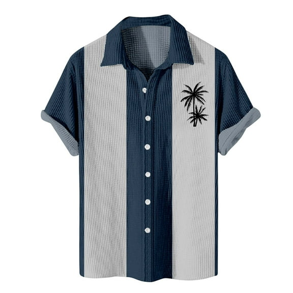 Yiaimeir Men's Casual Printed Button Hawaiian Shirt Oversized Fashion Short Sleeve Shirts,Size M-8XL