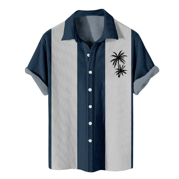 Yiaimeir Men's Casual Printed Button Hawaiian Shirt Oversized Fashion Short Sleeve Shirts,Size M-8XL