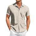 thumbnail image 1 of Yiaimeir Men's Casual Short-sleeved Shirt Slim Fashion Men's Plaid Print，Size M-3XL, 1 of 5