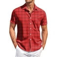 thumbnail image 1 of Yiaimeir Men's Casual Short-sleeved Shirt Slim Fashion Men's Plaid Print，Size M-3XL, 1 of 5