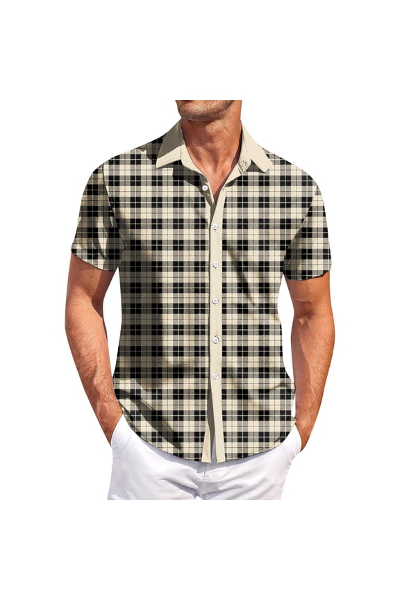 Men's Casual Short-sleeved Shirt Slim Fit Stylish Men's Hawaiian Print，Size M-3XL