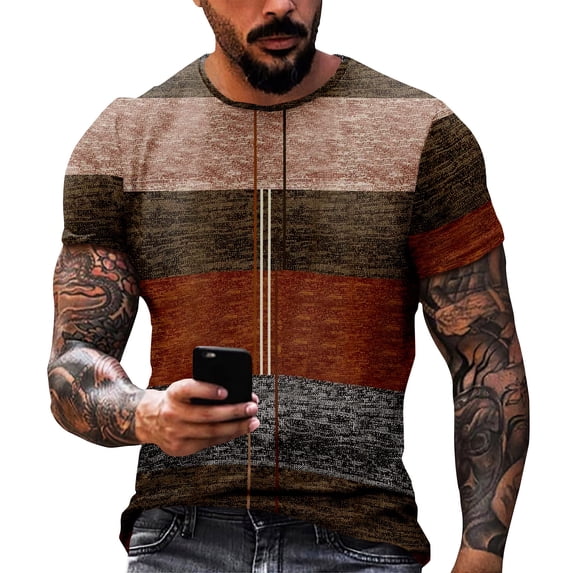 Yiaimeir Men's Casual Striped Short Sleeve T-Shirt Soft Cotton Blend Stylish Summer Top For Everyday Wear Streetwear,Size S-2XL